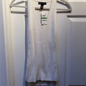 INC International Concepts Women's Cream Ribbed Tank Top